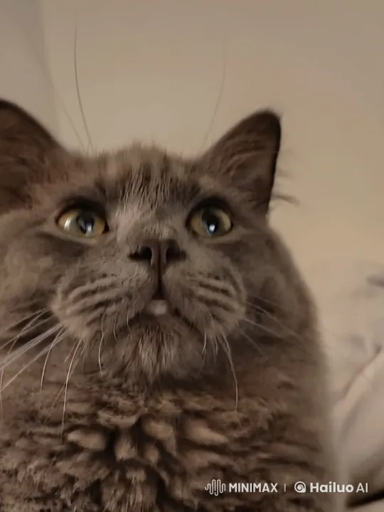 Fluffy Gray Cat with Whimsical Smoke Puff – AI Generated Video | Hailuo AI