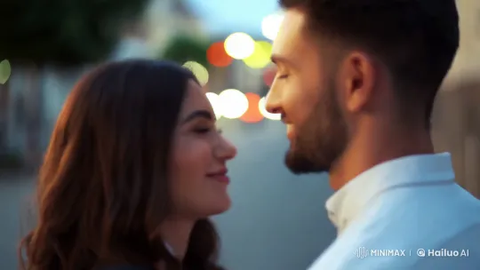 Intimate Couple's Kiss in Urban Night – AI Generated Video | Hailuo AI