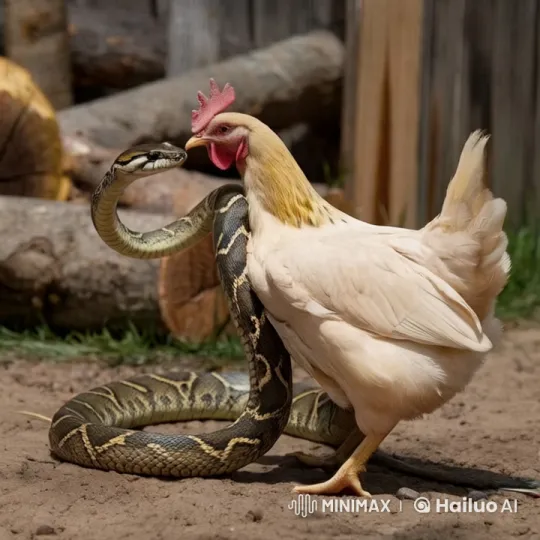 Hen Defeats Snake Using Strategy and Stick – AI Generated Video | Hailuo AI