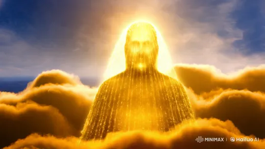 Divine Presence: Radiant Figure in Celestial Scene – AI Generated Video | Hailuo AI