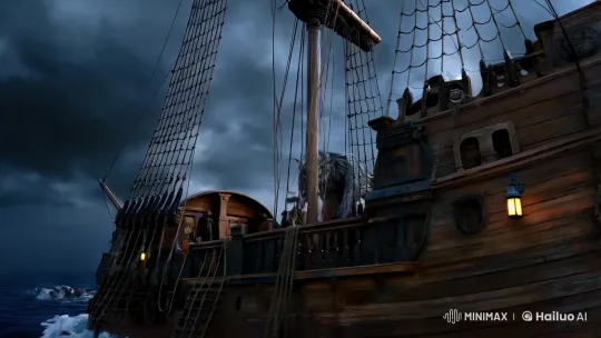 Pirate Ship Battle with Monstrous Creature – AI Generated Video | Hailuo AI