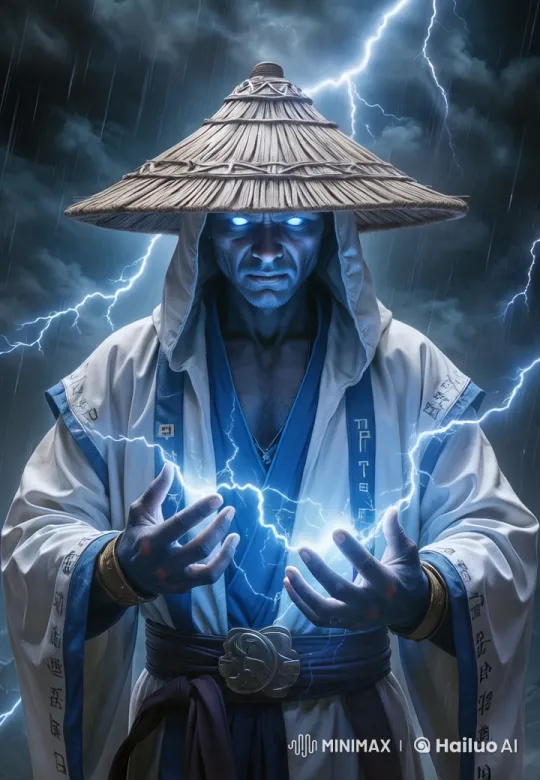 Raiden Harnesses Lightning in Stormy Atmosphere – AI Generated Video | Hailuo AI