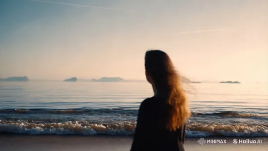 Contemplative Silhouette at Twilight's Shoreline – AI Generated Video | Hailuo AI