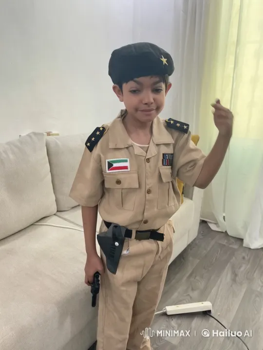Child in Military Uniform Smokes Toy Cigarette – AI Generated Video | Hailuo AI