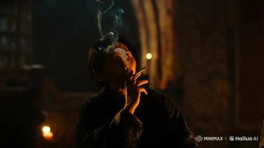 Contemplative Smoking Figure in Moody Interior – AI Generated Video | Hailuo AI