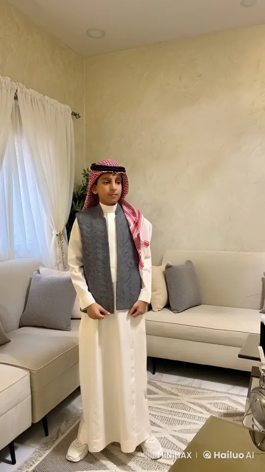 Traditional Boy Contemplates in Modern Living Room – AI Generated Video | Hailuo AI