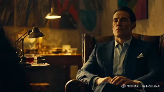 Contemplative Man in Artistic, Mysterious Setting – AI Generated Video | Hailuo AI