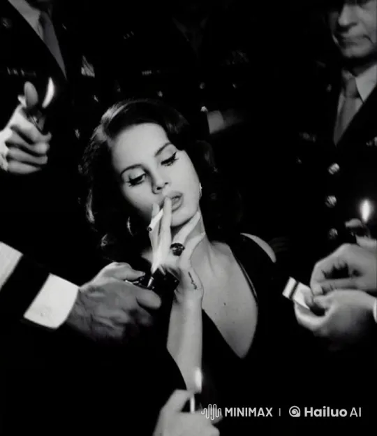 Woman Lights Cigarette in Sophisticated, Dimly Lit Setting – AI Generated Video | Hailuo AI