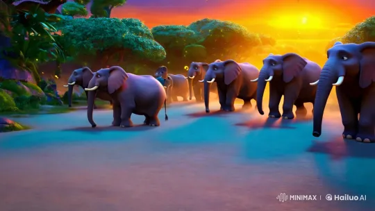 Animals Dance in Enchanted Jungle at Sunset – AI Generated Video | Hailuo AI