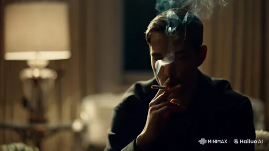 Contemplative Figure in a Smoky, Artistic Setting – AI Generated Video | Hailuo AI