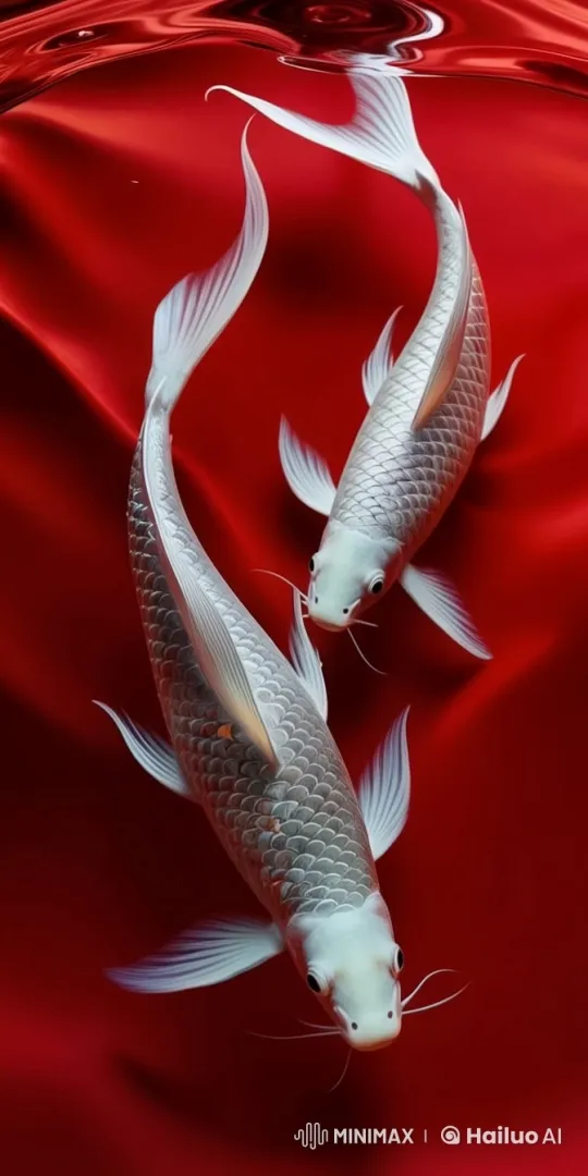 Graceful Koi Fish in Red Silk Live2D Animation – AI Generated Video | Hailuo AI