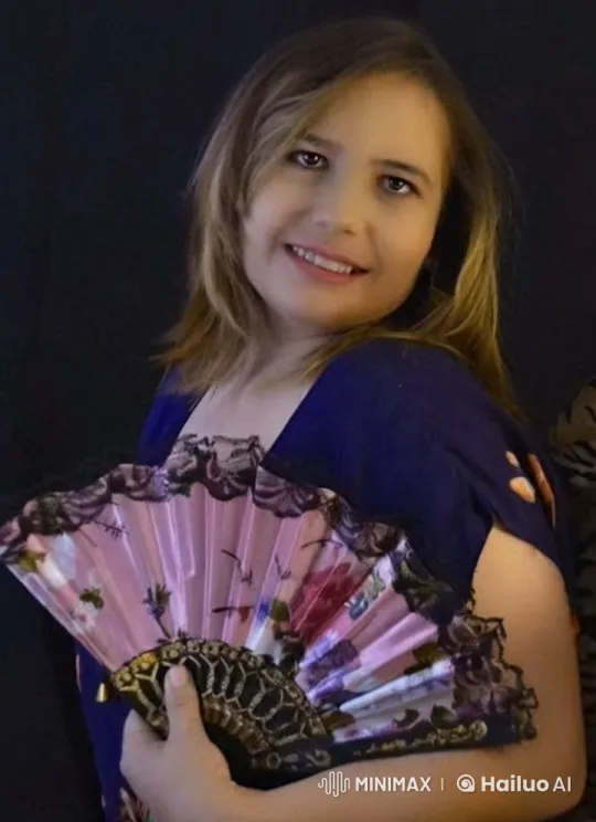 Graceful Girl with Hand Fan in Snowy Setting – AI Generated Video | Hailuo AI