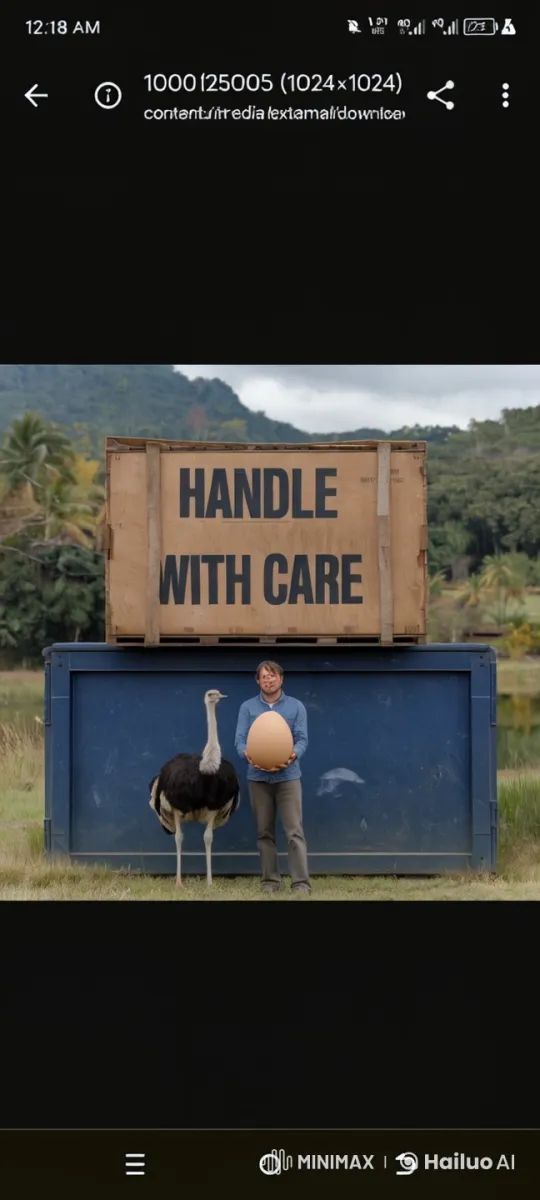 Man Struggles to Protect Egg from Determined Ostrich – AI Generated Video | Hailuo AI