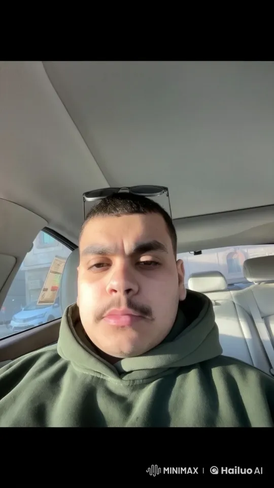 Person Smoking in Parked Car Amidst Cityscape – AI Generated Video | Hailuo AI