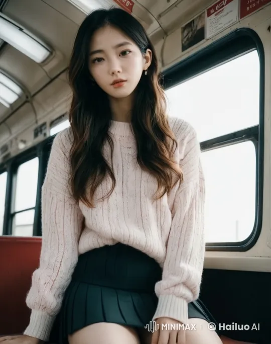 Young Woman Reflecting on Sunny Bus Ride – AI Generated Video | Hailuo AI