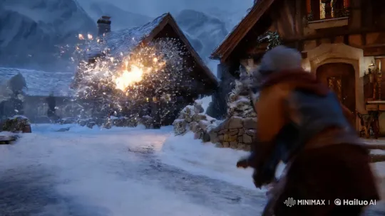 Alpine Village Wizard Battle: High-Speed Chase Through Chaos – AI Generated Video | Hailuo AI