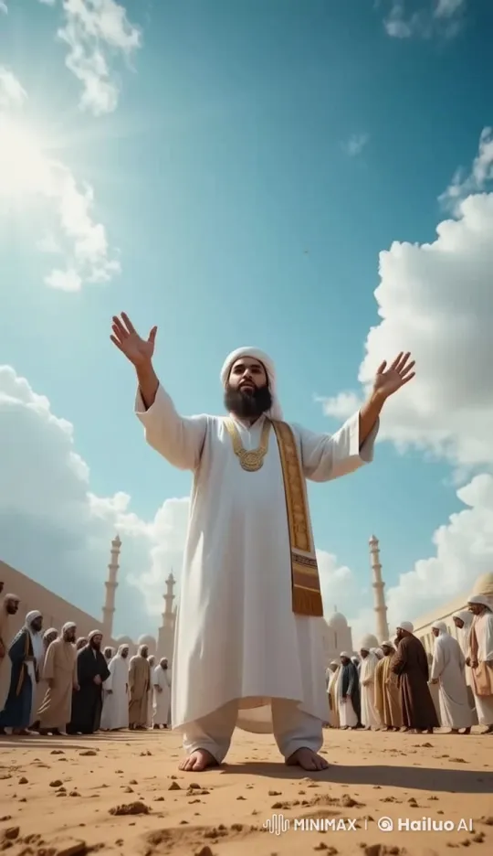 Prophet Saleh AS Preaching in an Oriental Desert Setting – AI Generated Video | Hailuo AI