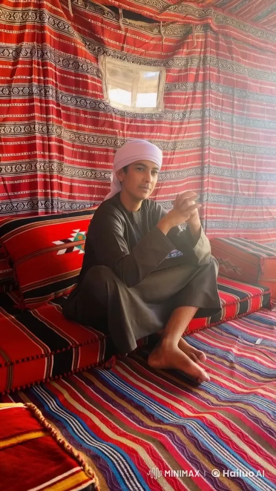 Traditional Figure Smokes Pipe in Ornate Tent – AI Generated Video | Hailuo AI