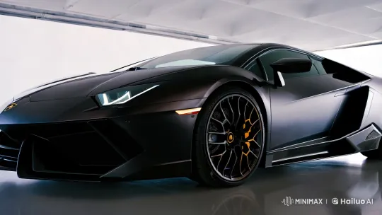 Sleek Lamborghini Showcased in Minimalist Studio – AI Generated Video | Hailuo AI
