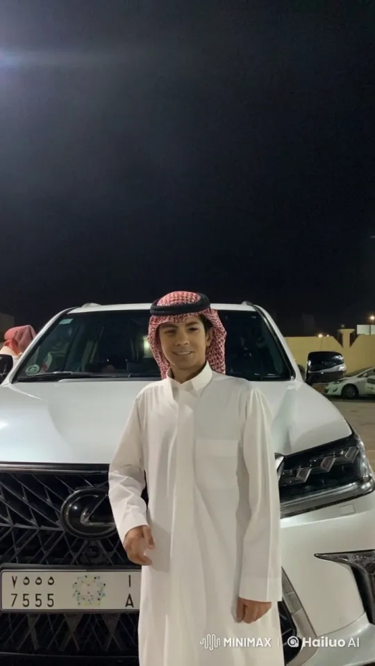Young Man Smokes by White Lexus in Night Parking Lot – AI Generated Video | Hailuo AI
