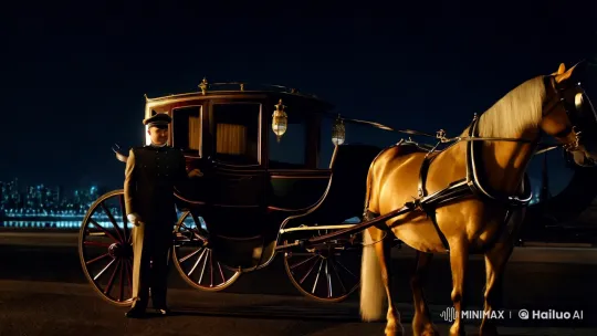 Elegant Departure: Night's Serenity Meets Anticipatory Tension – AI Generated Video | Hailuo AI