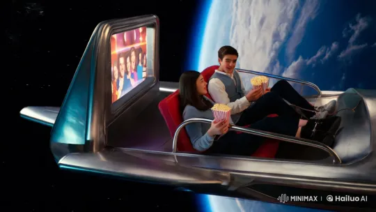 Futuristic Drive-In: Couple's Zero-Gravity Movie Date – AI Generated Video | Hailuo AI