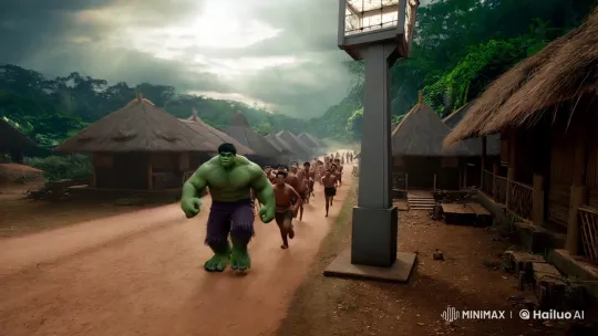 Villagers Flee with Urgency in Dramatic Escape Scene – AI Generated Video | Hailuo AI
