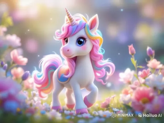 Pixar-Style Animated Unicorn in a Vibrant Flower Field – AI Generated Video | Hailuo AI