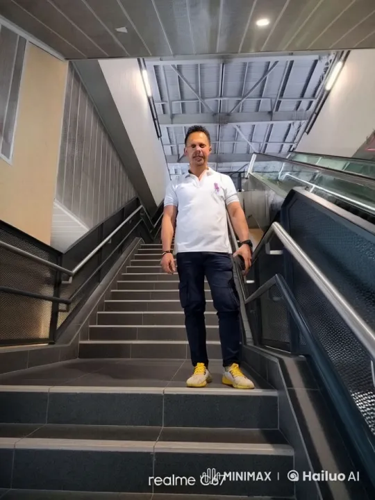 Mystery: Giant Figure Meets Man on Stairs – AI Generated Video | Hailuo AI