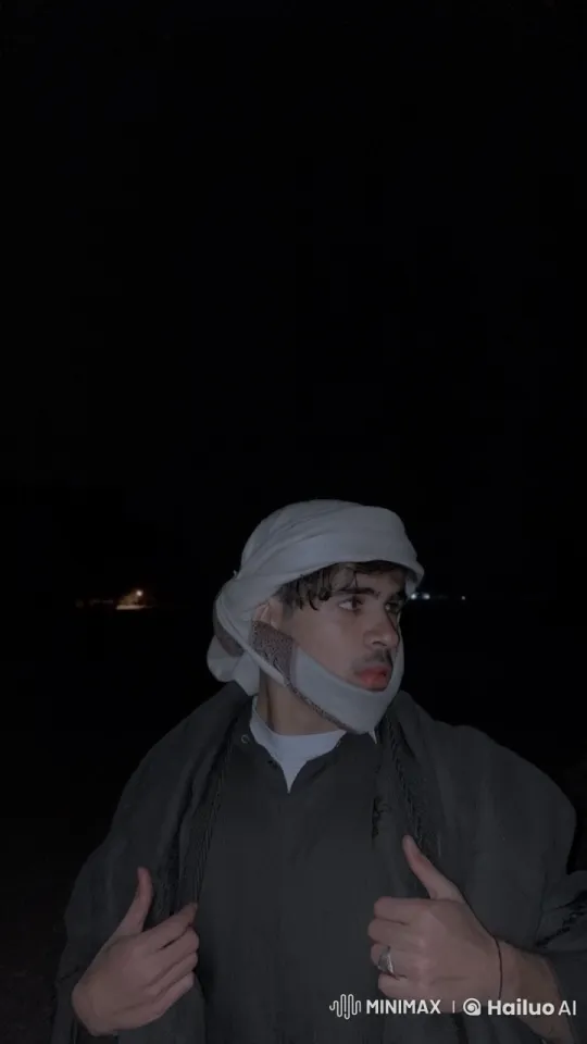 Traditional Attired Person Smokes in Dimly Lit Night – AI Generated Video | Hailuo AI