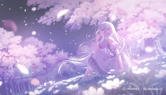 Serene Girl in a Blossoming Pastel Field – AI Generated Video | Hailuo AI