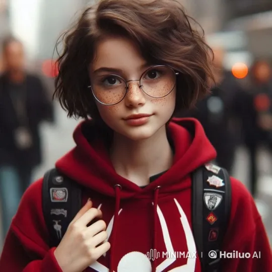 Girl in Red Hoodie Shares Stories with Animated Gestures – AI Generated Video | Hailuo AI