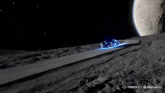 Futuristic Supercar Speeding on a Lunar Highway – AI Generated Video | Hailuo AI