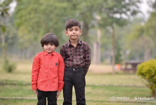 Boys Sharing Affection in Peaceful Park Setting – AI Generated Video | Hailuo AI
