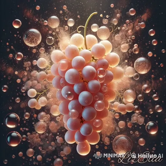 Magical Ascension of Glowing Grapes and Bubbles – AI Generated Video | Hailuo AI