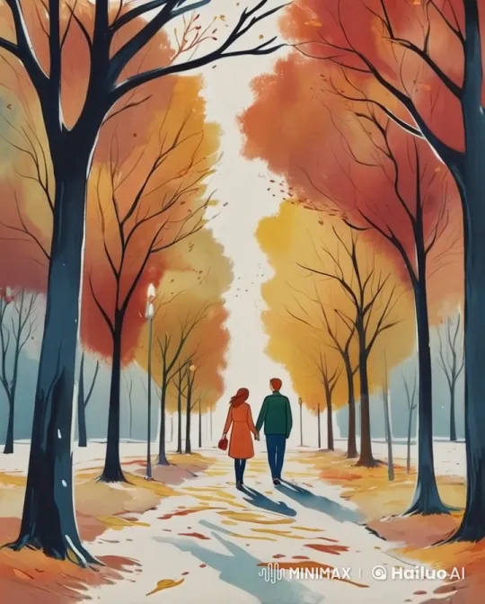 Couple Strolls Through Serene Autumn Path in Live2D Animation – AI Generated Video | Hailuo AI