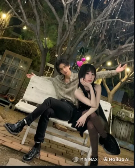 Romantic Garden Encounter with Twinkling Lights – AI Generated Video | Hailuo AI