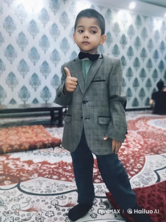 Boy in Plaid Blazer Poses Confidently in Elegant Room – AI Generated Video | Hailuo AI