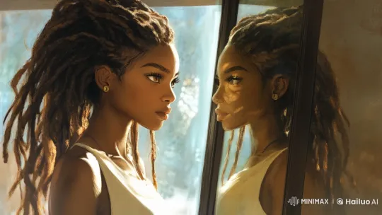 Introspective Moment with Gentle Lighting and Swaying Dreadlocks – AI Generated Video | Hailuo AI