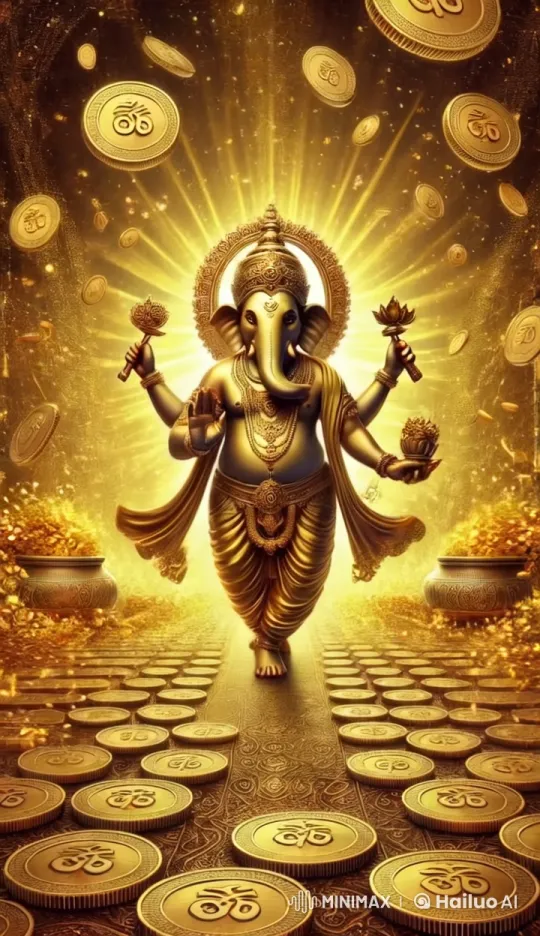 Ganesha's Graceful Walk on a Golden Path – AI Generated Video | Hailuo AI