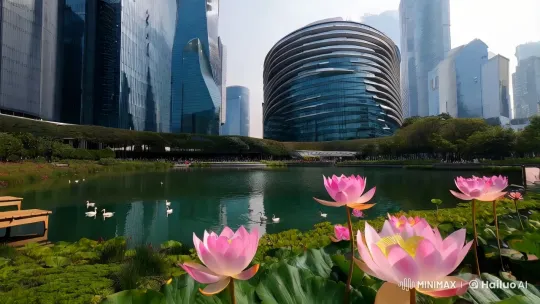 Modern Park: Harmony of Nature and Steel – AI Generated Video | Hailuo AI