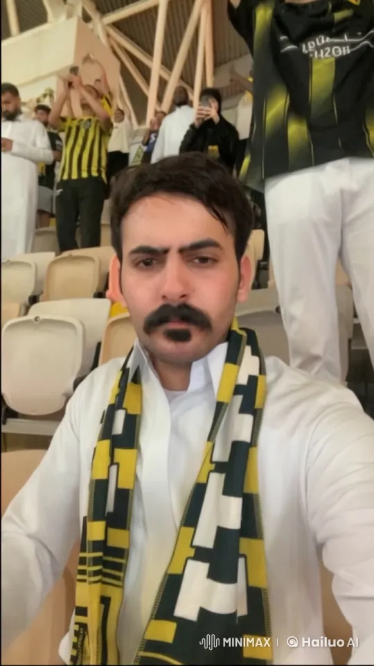 Football Fan Cheering, Smoking Amidst Energetic Crowd – AI Generated Video | Hailuo AI