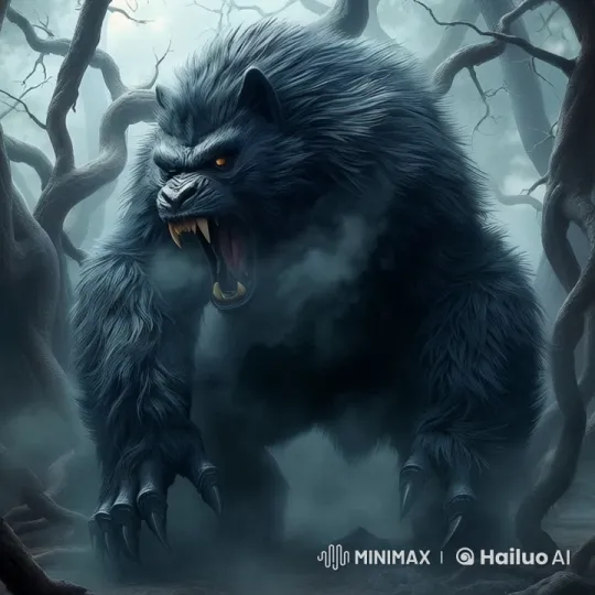Menacing Werewolf-Like Creature in Haunted Forest – AI Generated Video | Hailuo AI