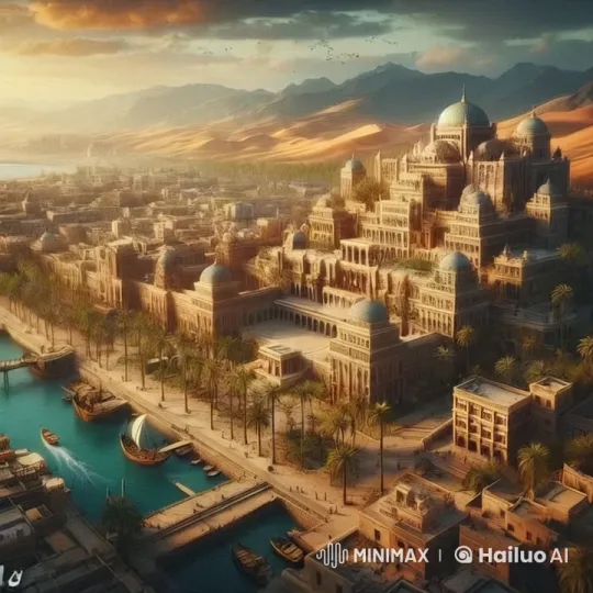 Ancient Cityscape: Grand Architecture at Sunset – AI Generated Video | Hailuo AI