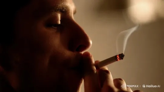 Intimate Portrait: Smoker's Contemplative Glow – AI Generated Video | Hailuo AI