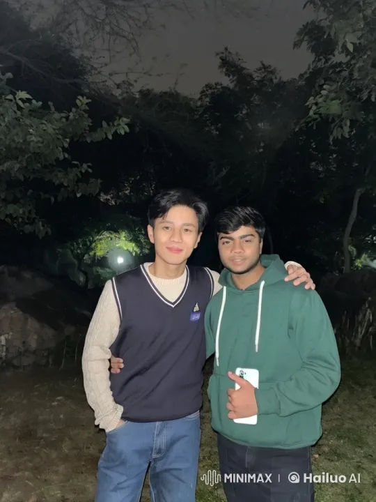 Friends Embrace to Kiss Under Night Sky – AI Generated Video | Hailuo AI