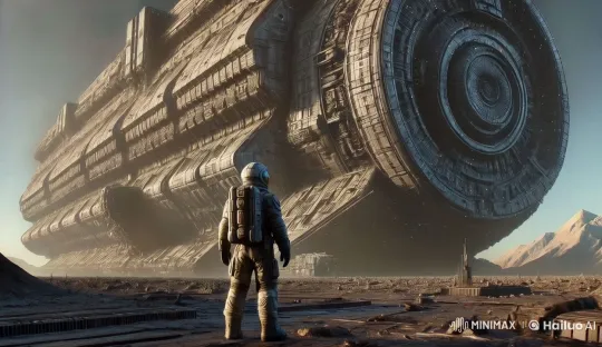 Astronaut and Canine Face Hovering Spaceship in Live2D Render – AI Generated Video | Hailuo AI
