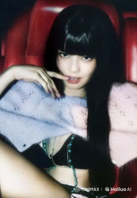 Young Woman in Red Chair with Sophisticated Calm – AI Generated Video | Hailuo AI