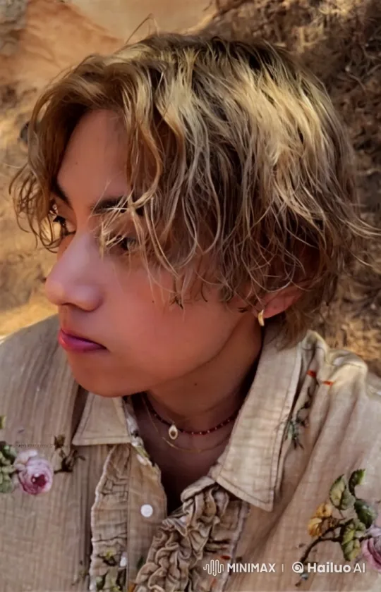Blonde Person Smoking in Earthy Setting with Floral Shirt – AI Generated Video | Hailuo AI