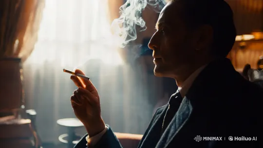 Contemplative Man in Dimly Lit Room with Vintage Ambiance – AI Generated Video | Hailuo AI